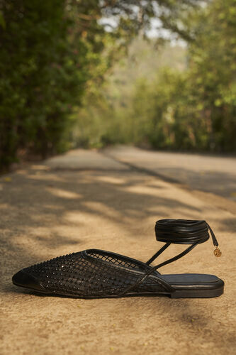 Siofra Ankle-Tie Mules - Black, Black, image 3